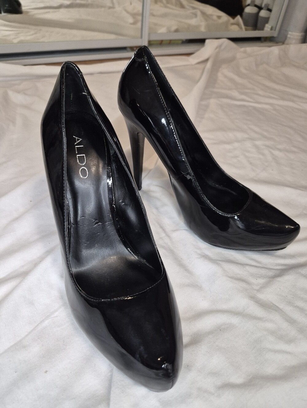 ALDO Black Patent Platform Pumps Size 38